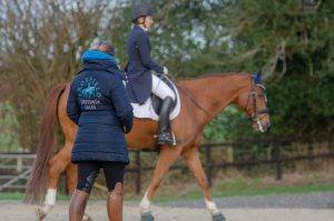 Jessica Gale training one of her riders at Froxfield Dressage