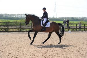 Chloe Vell riding Ted at her first Grand Prix